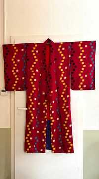 Kimono japońskie Yukata Vintage czerwone