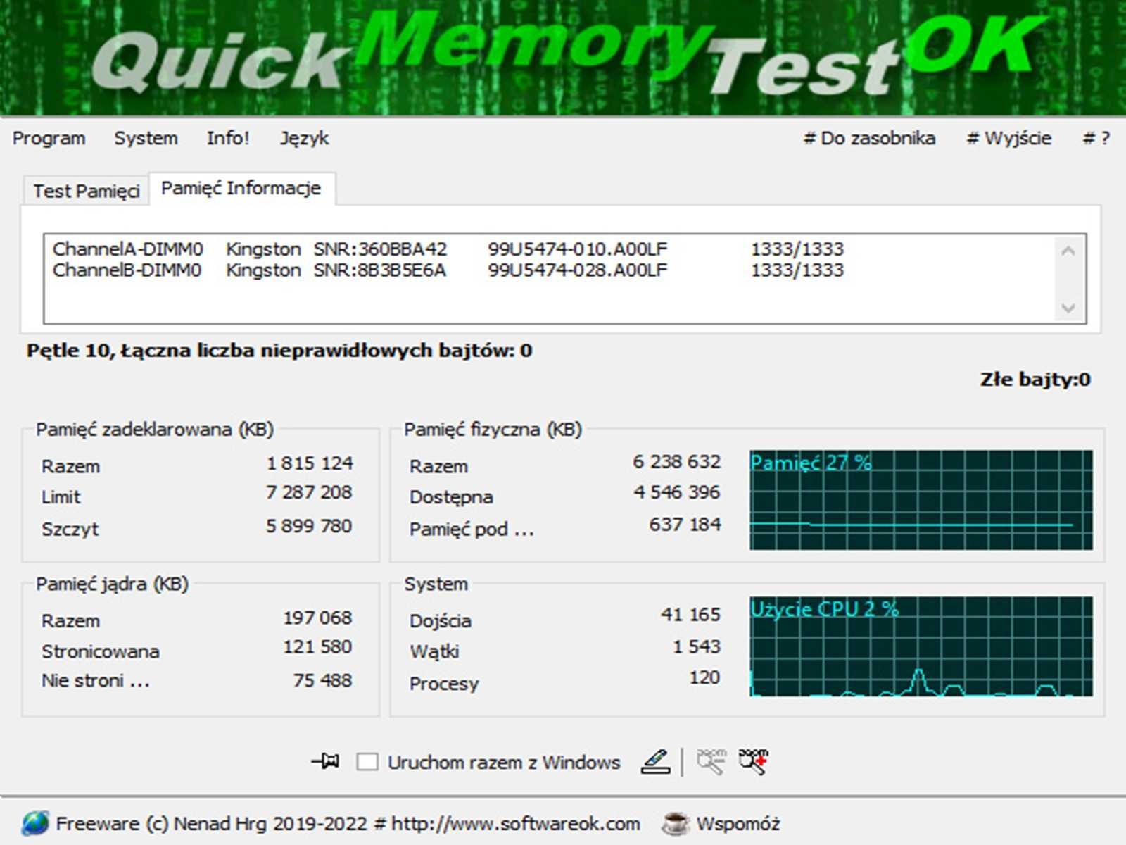 DDR3 2GB KingSton 10600 -Komputer