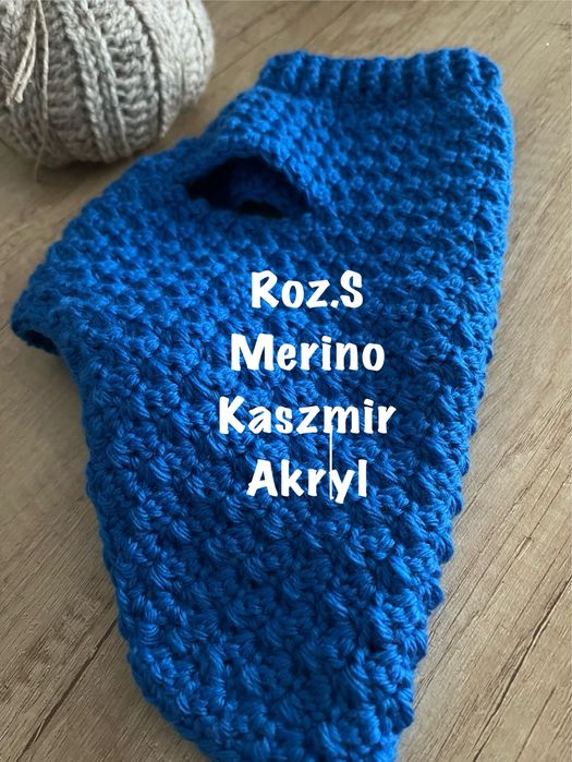 Sweterek dla psa chabrowy Roz.S handmade