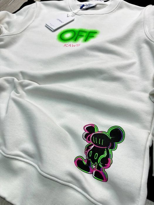 OFF-white x kaws мужской брендовый свитшот кофта батник реглан