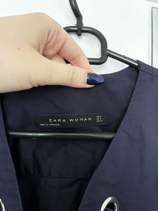 Granatowa bluzka koszula luźna oversize niebieska Zara S