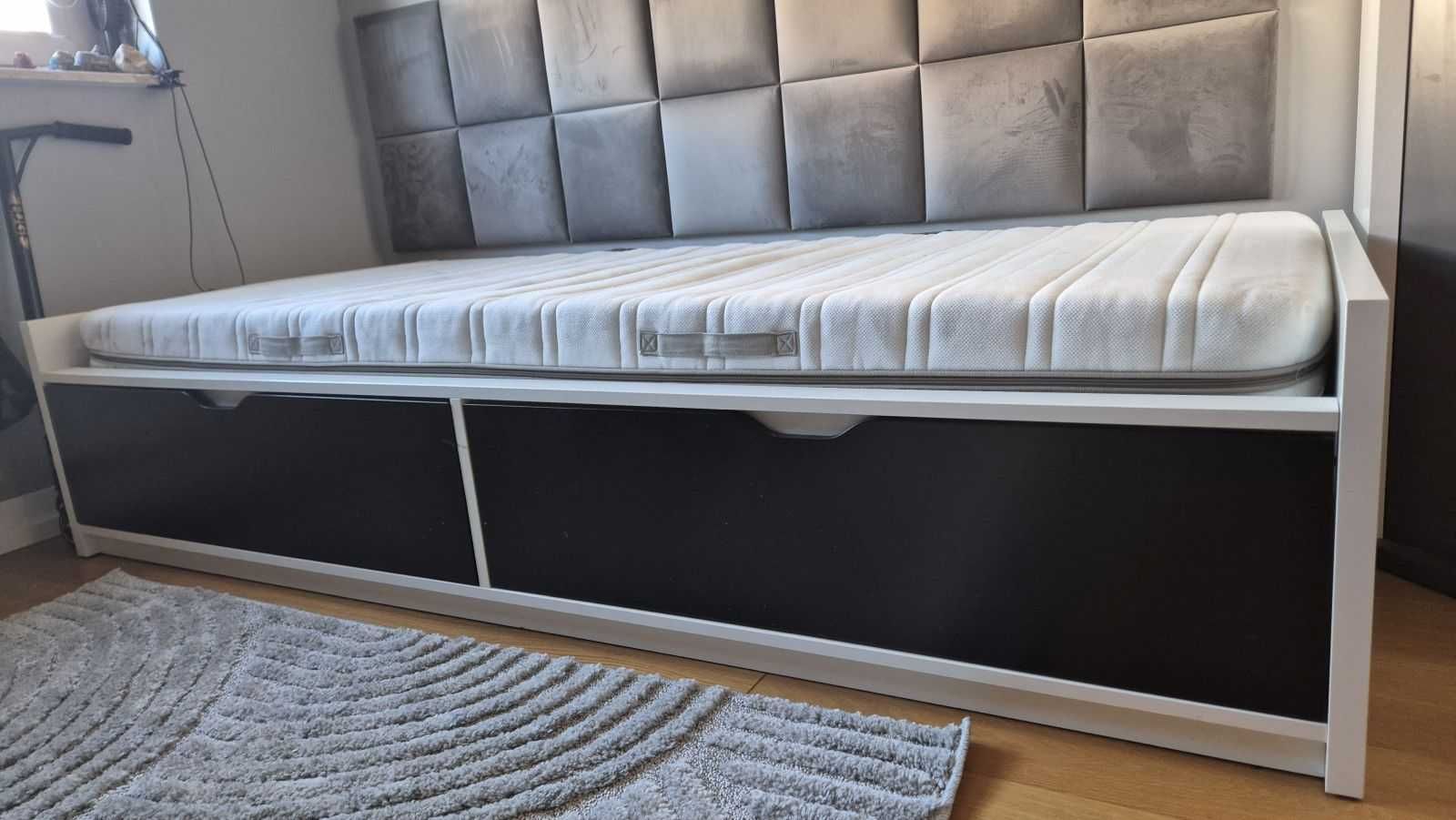 Łóżko IKEA Flaxa 90x200 z 2 szufladami i materacem Malvik 14cm