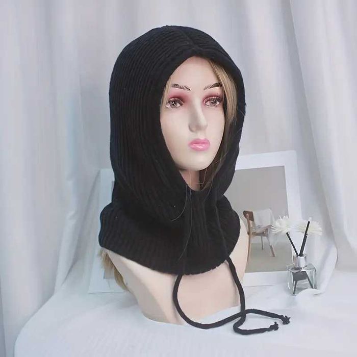 Damska Zimowa Ciepła Czapka i Szal Balaclava- czarny