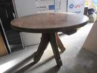 Stół okrągły stary z litego drewna retro wintage duży