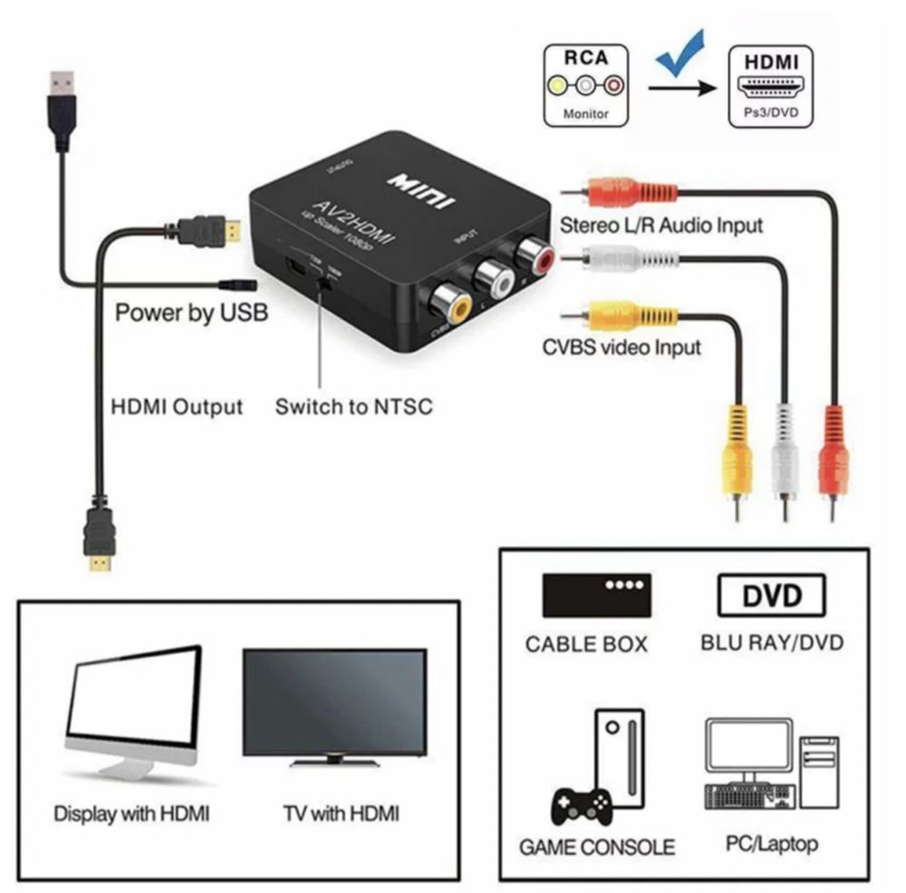 Конвертер переходник HDMI в AV | AV в HDMI| HDMI в VGA | HDMI2VGA