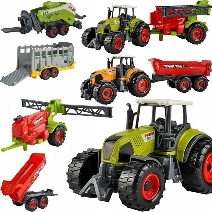 Duży Zestaw Traktory Maszyny Rolnicze Traktor Ciągnik Przyczepa