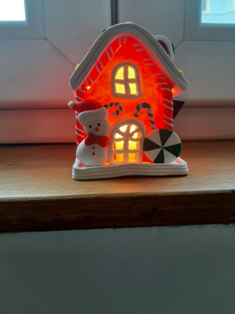 Casinha de gengibre boneco de neve com Led