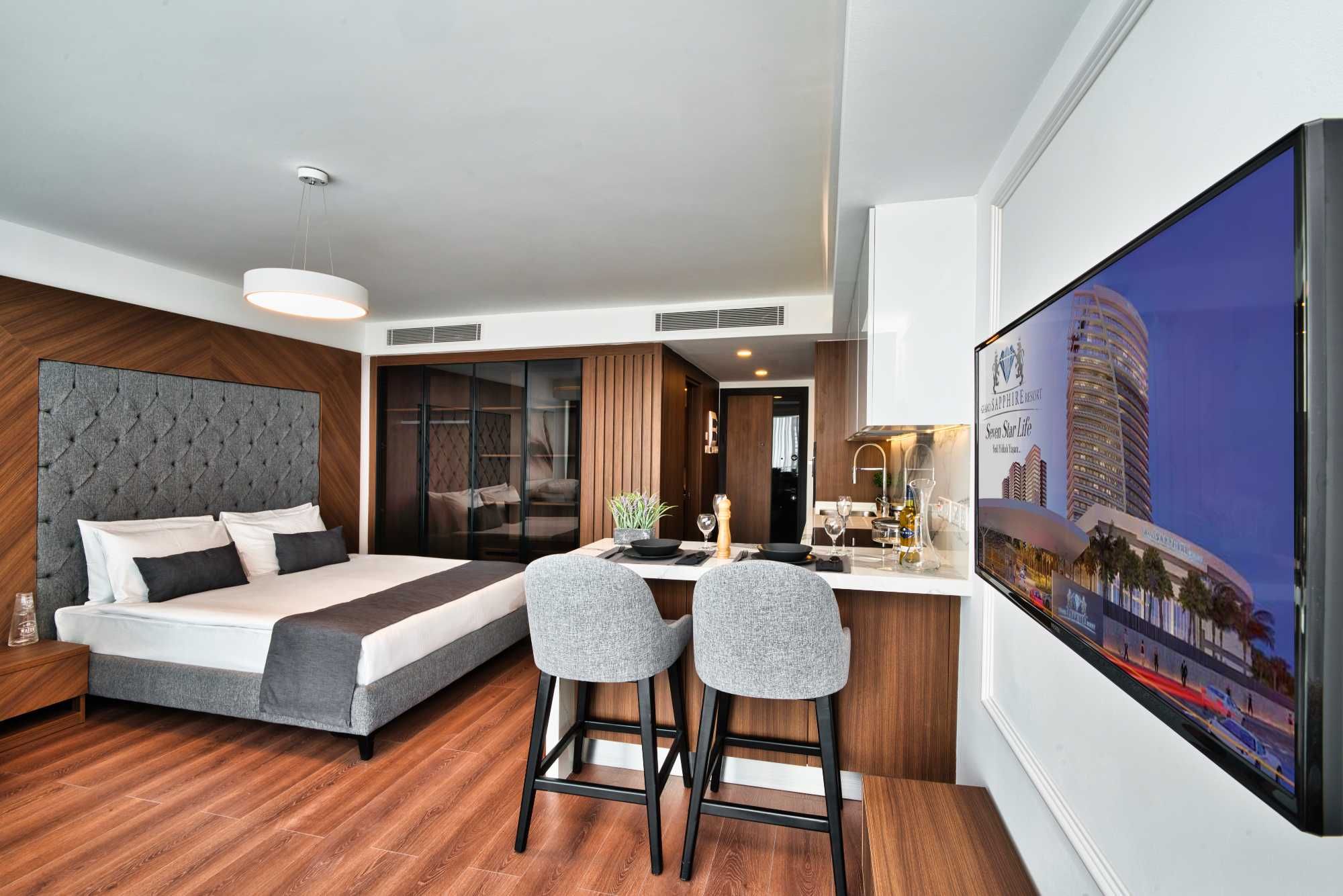 Luksusowe studio na Cyprze – Long Beach Iskele z widokiem na morze