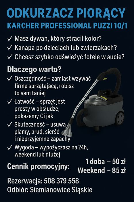 Wynajem odkurzacz pioracy karcher   puzzi 10/1