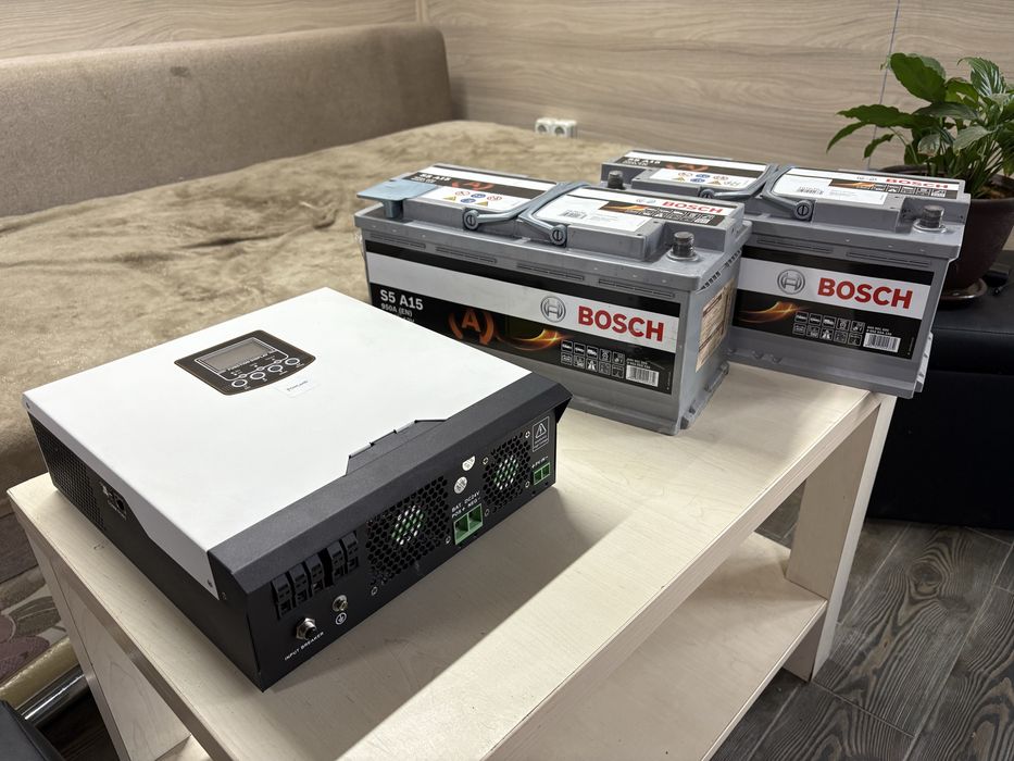 Гібридний сонячний інвертор ISolar-SPS-3KW + 2 акумулятори BOSCH