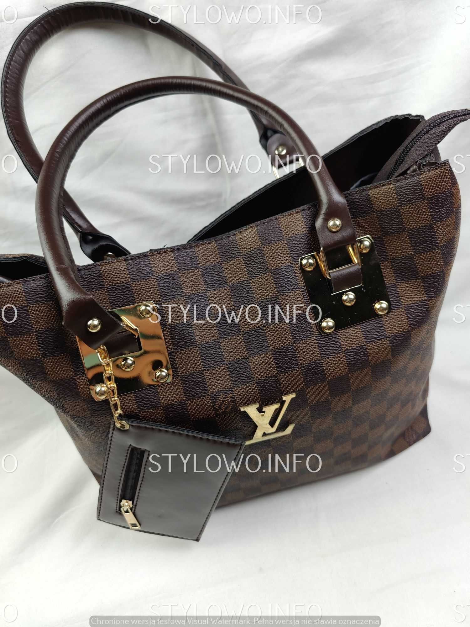 Torba z saszetka Louis Vuitton brazowa kratka nowość hit