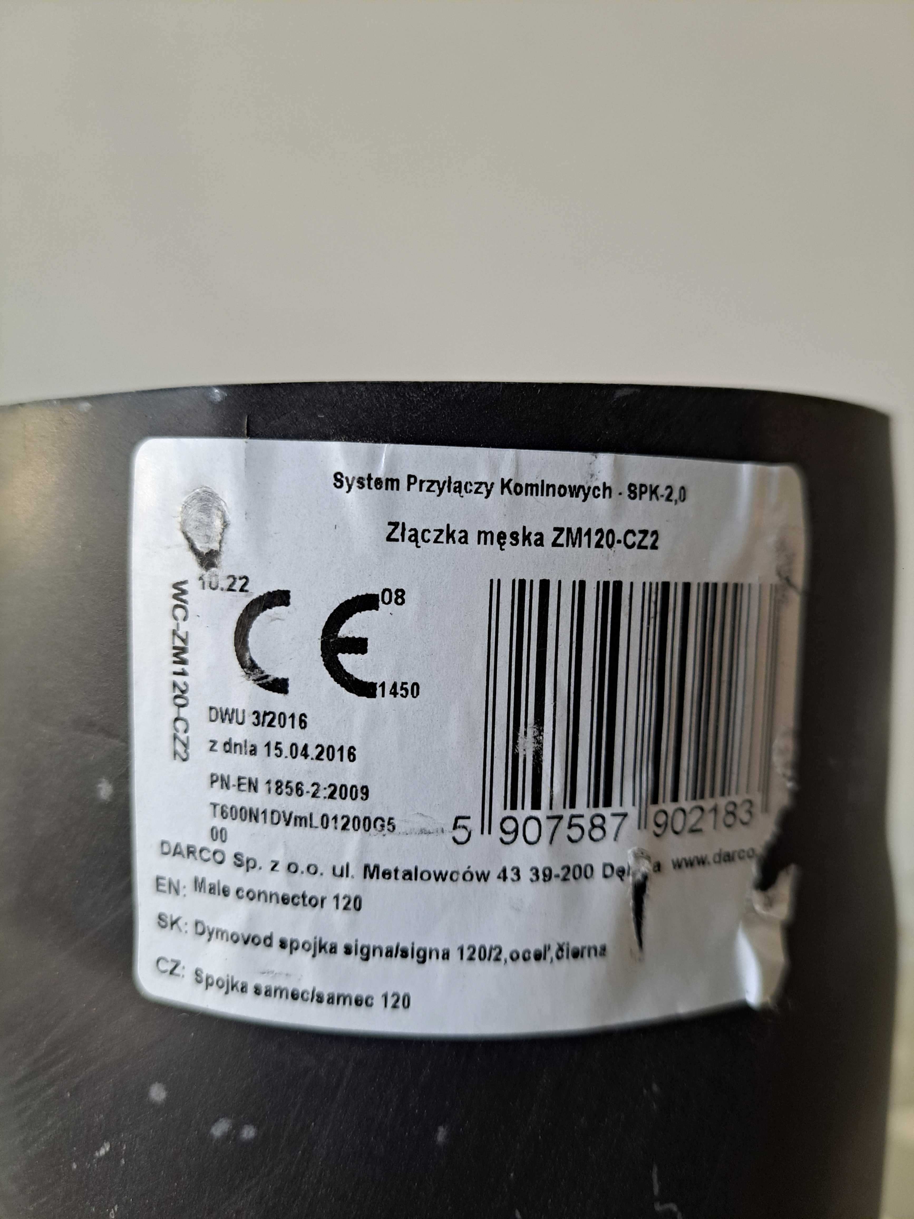 Złączka męska do kominka ZM120-CZ2