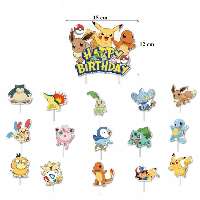 Oro Party Zestaw balonowych dekoracji urodzinowych Pokemon Pikachu