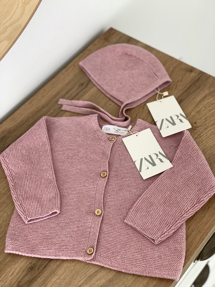 Кардиган кофта zara шапочка чепчик шапка 6м, 74 см 56 см 6м 9 м