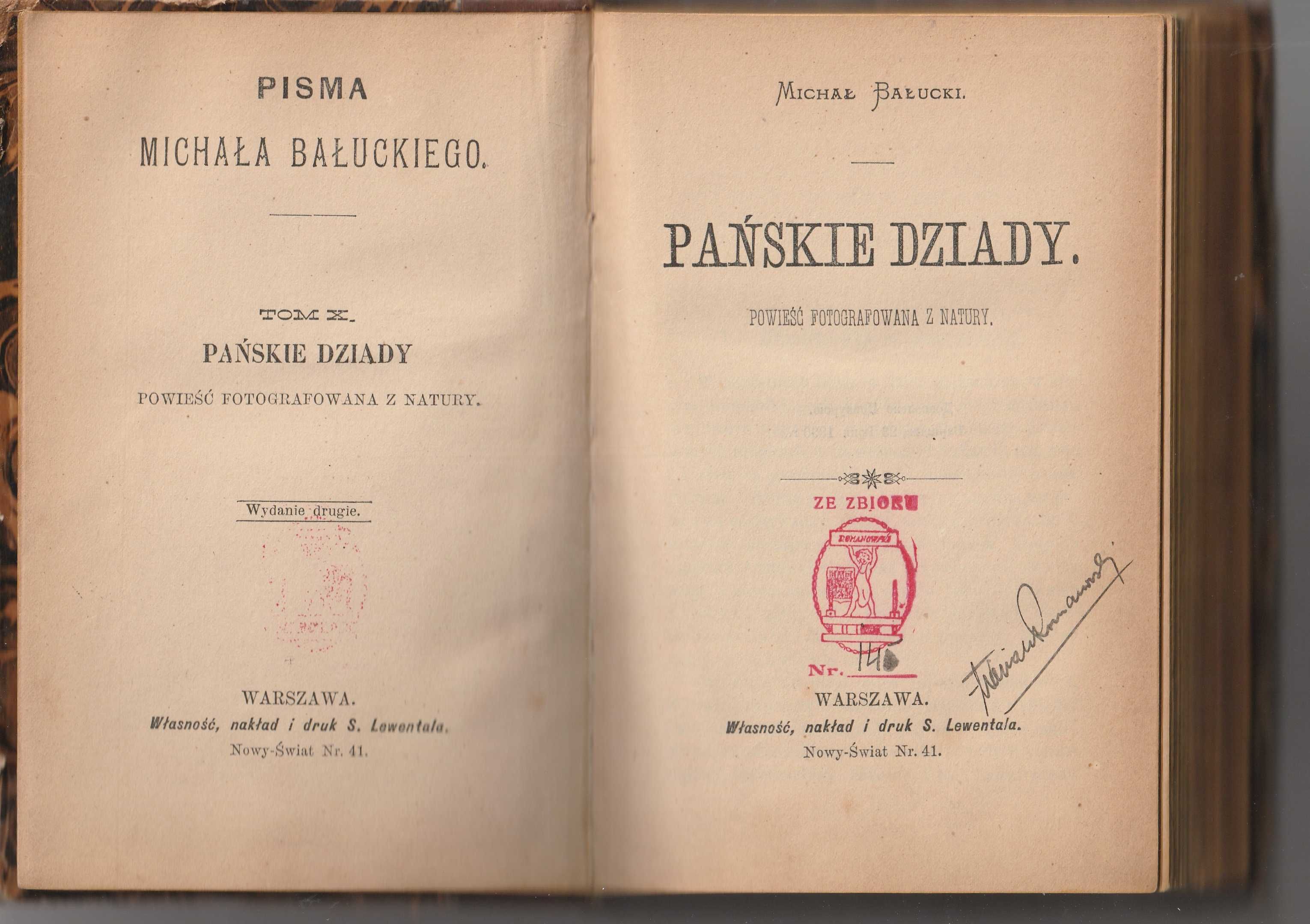 Pańskie dziady Michał Bałucki.Wydanie drugie.Unikat!!
