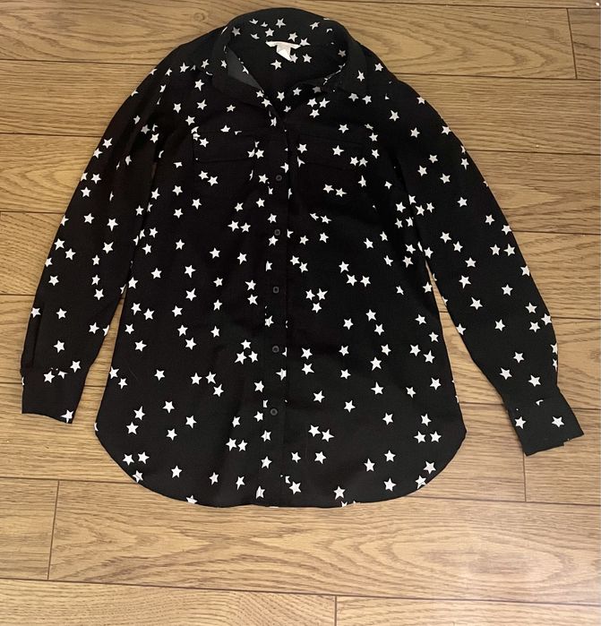 Koszula ciążowa H&M Mama w gwiazdki szyfonowa czarna XS