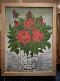 Obraz róże w wazonie w ramie