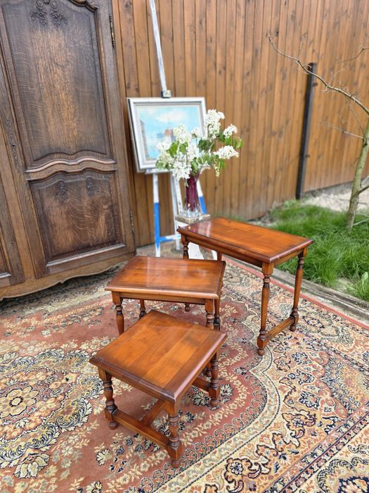 Stoliki 3 szt trojak drewniane wiśniowe #1724 Stylowy Węgrów