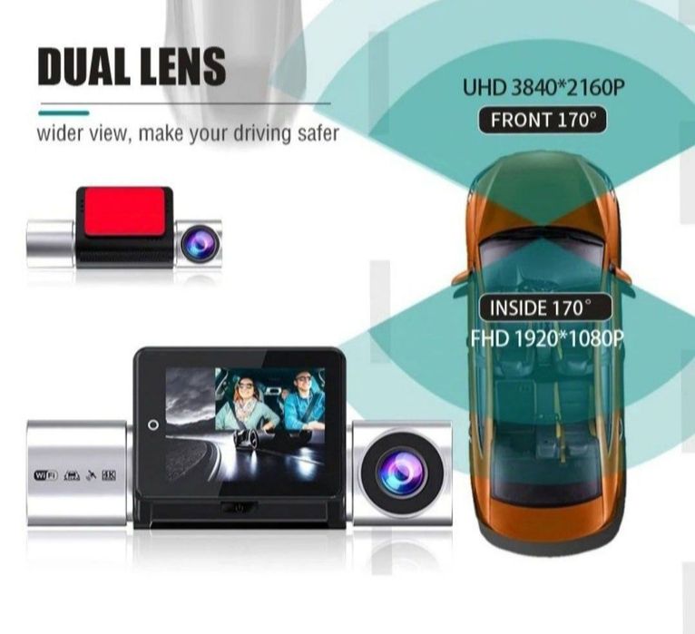 Відеореєстратор 4k GPS WI-FI 2 камери
