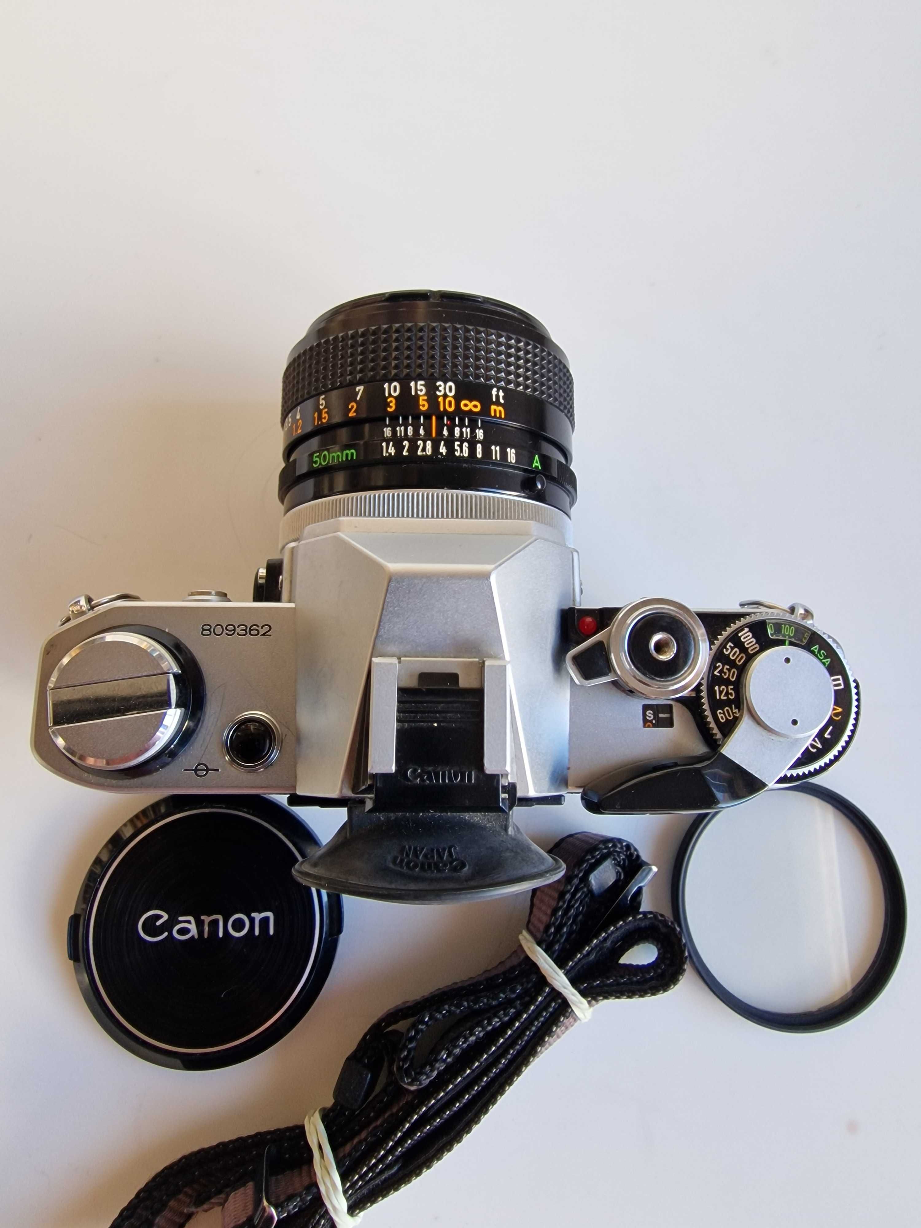 Canon AE 1 com Objectiva Canon FD 50mm 1:1.4  SSC Como Nova