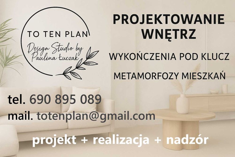 Projektowanie wnętrz, z ekipa, koordynacja prac, nadzór. Zapraszam :)
