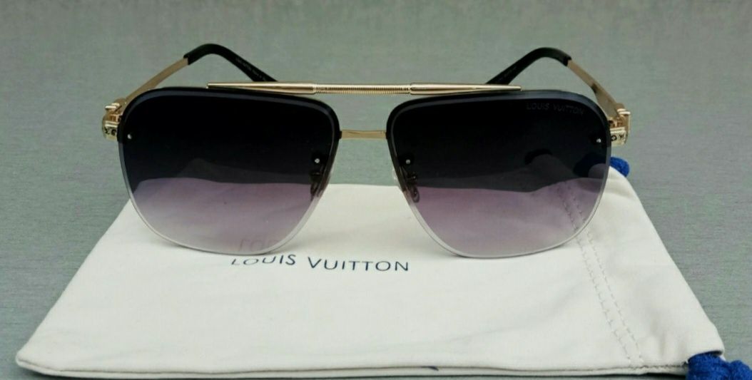 Louis Vuitton модные мужские очки серо фиолетовый в золотом металле