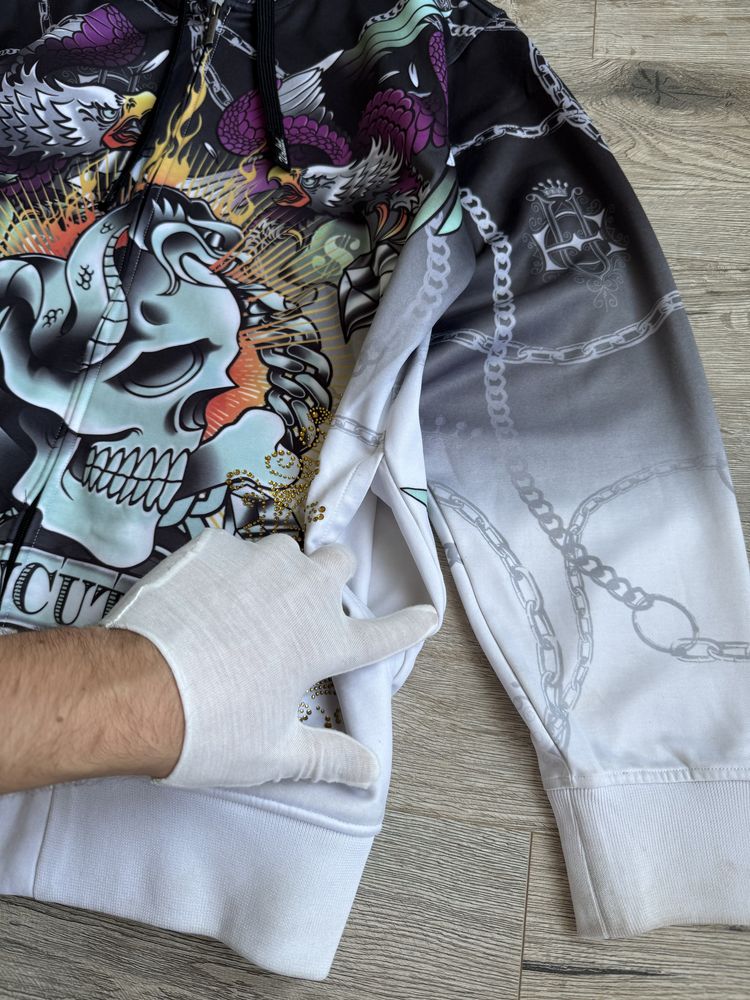 Зіп худі ecko unltd skull ed hardy look чоловіча розмір XL