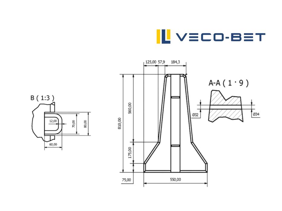 Betonowa zapora drogowa – bariera drogowa typu U14b, Jersey