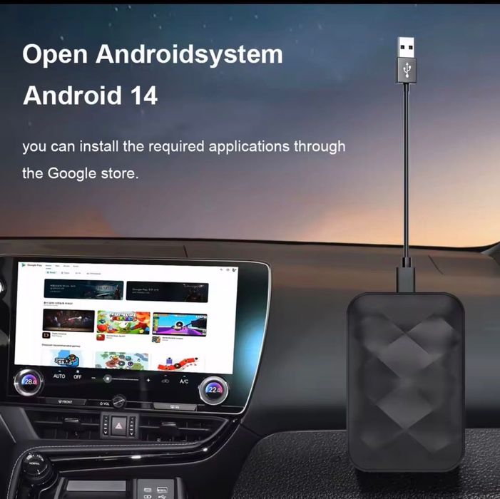 Адаптер Acodo 2025 Android 14 3In1 CarPlay Ai Box 4/32gb