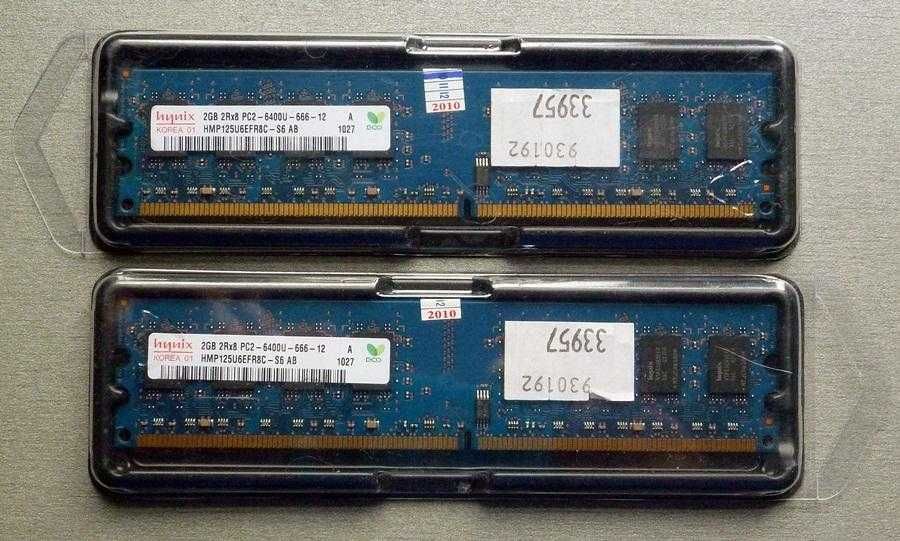 Память 4Gb. Hynix 2x2Gb DDR2 PC2-6400 800MHz. Intel и AMD.