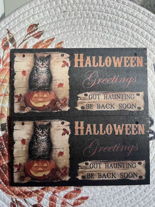 Drewniane tabliczki ozdobne Halloween