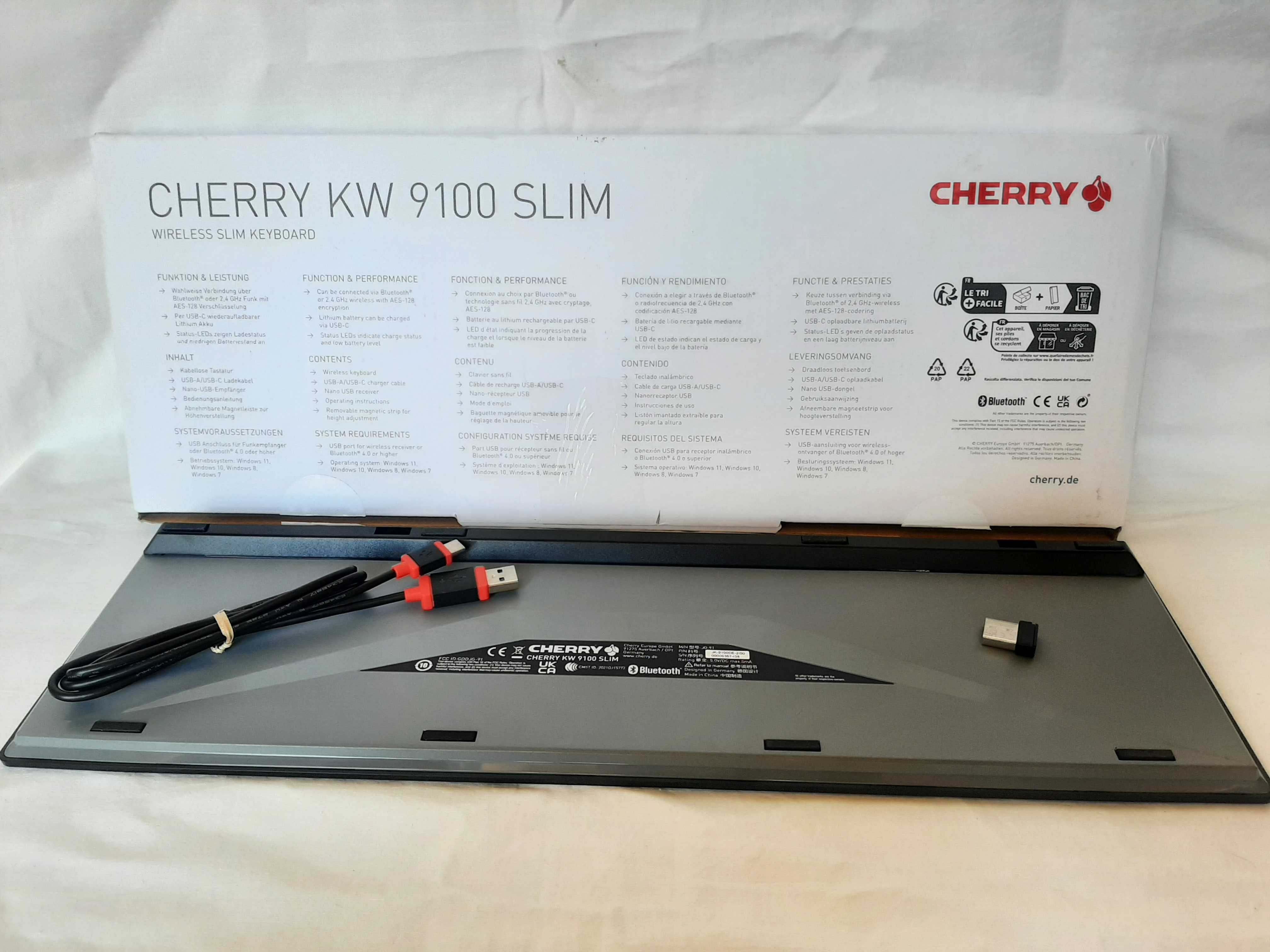 Klawiatura Cherry KW 9100 Slim Qwertz RF Wireless + Bluetooth Czarny