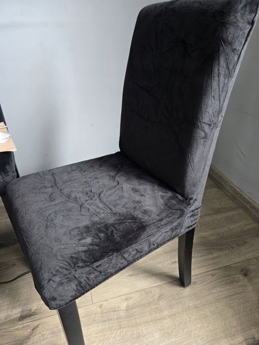 Pokrowce na krzesła czarne 6 sztuk welur uniwersalne elastyczne loft