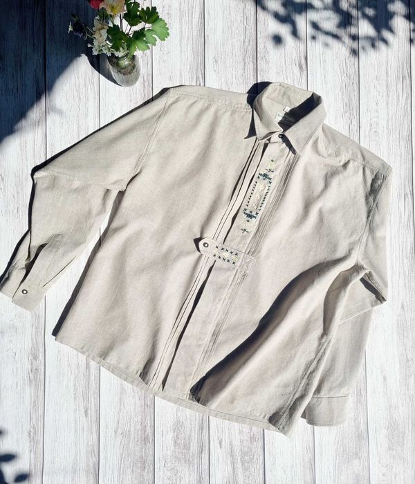 Этно рубашка мужская необычная  грубый хлопок