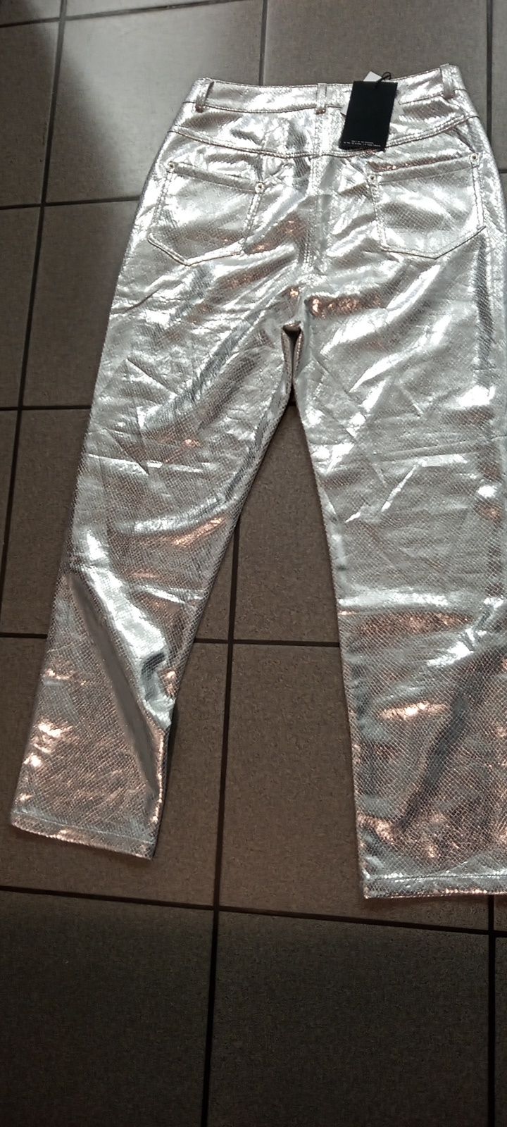 Srebrne metaliczne spodnie 4th & Reckless r.38/M