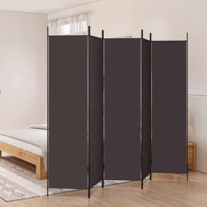 Parawan 5-panelowy Vidaxl, Brązowy, 250x200 cm