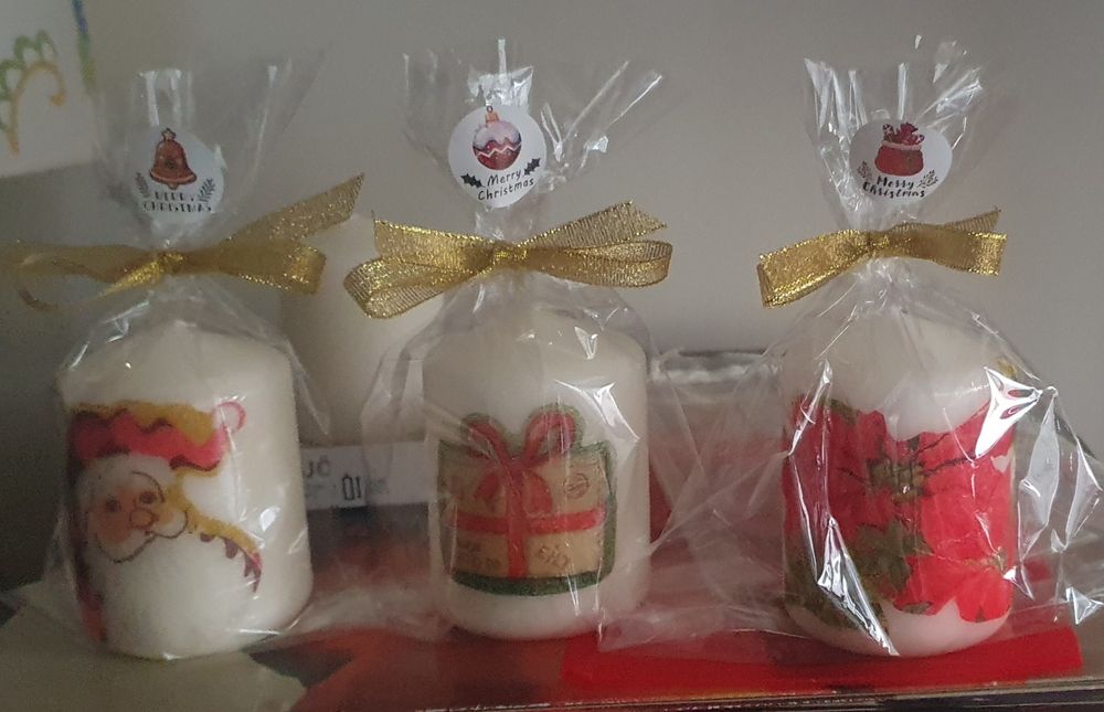 Velas de Natal feitas com amor