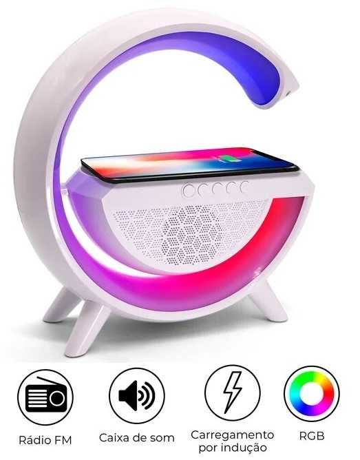 Coluna Portátil Led RGB - Bluetooth / FM/ USB / Carregamento Wireless