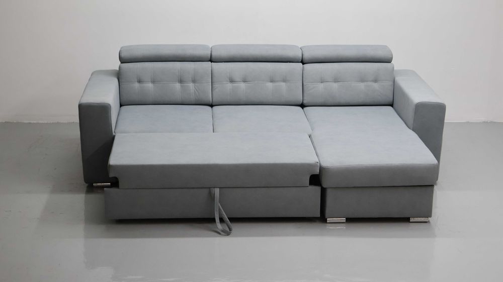 TMM NAROŻNIK funkcja spania pojemnik regulowane oparcie SOFA szara kol