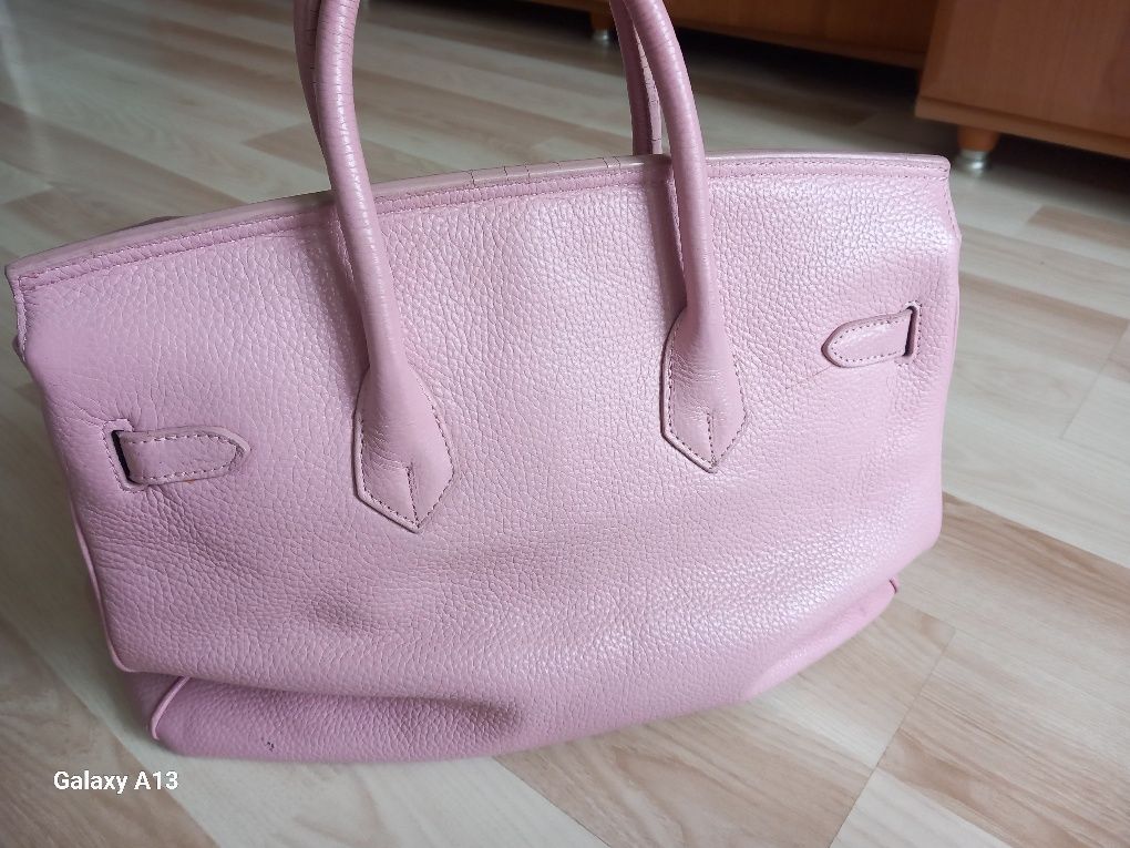 Hermes birkin duża torba skóra różowa