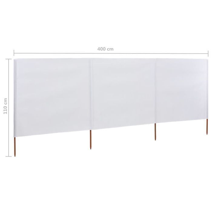 vidaXL Parawan 3-skrzydłowy z tkaniny, 400x80 cm, piaskowy biały