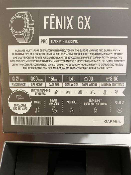 Garmin Fenix 6X Pro – sprawny, pełny zestaw