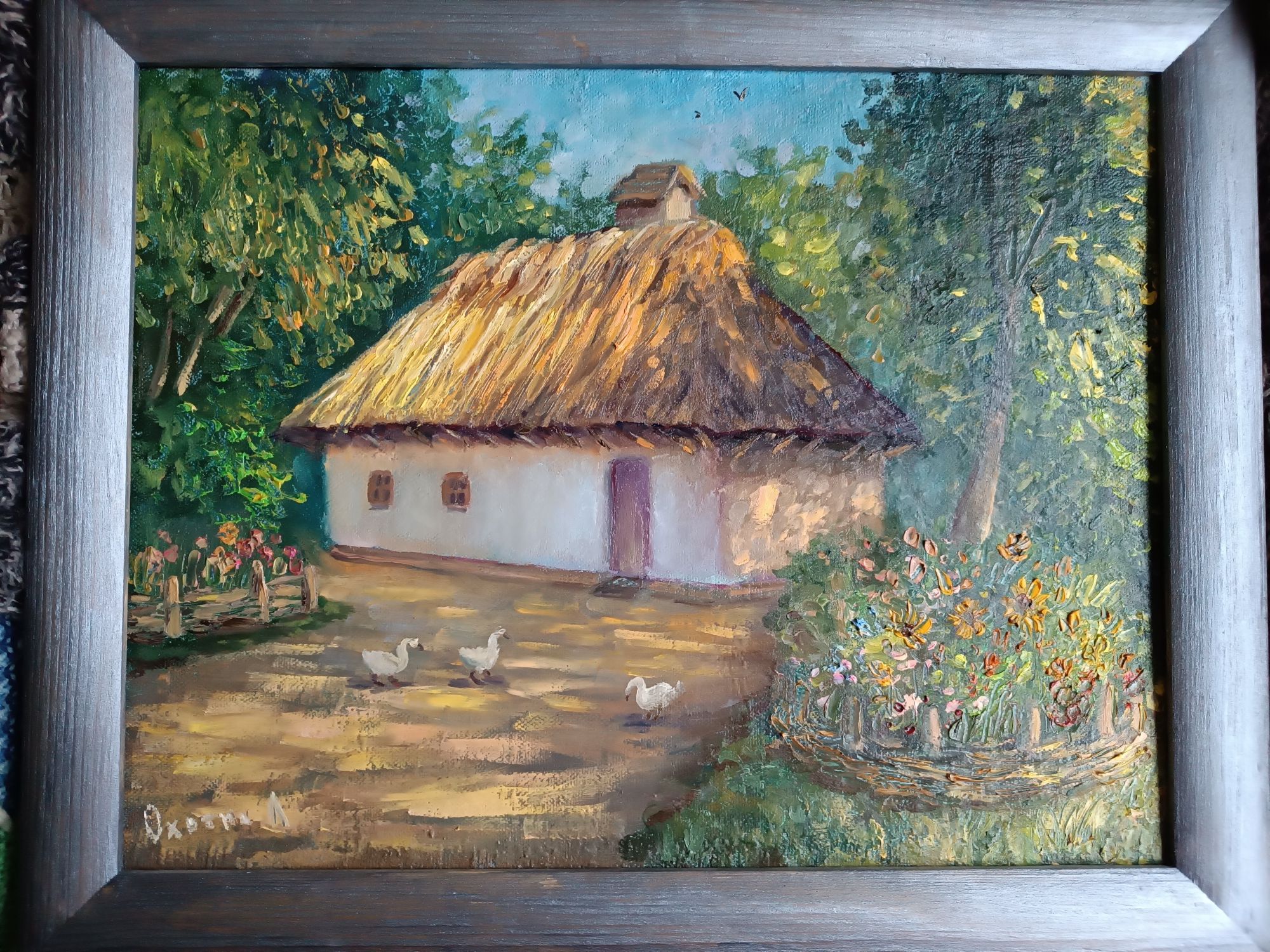 Картина маслом-- Хатинка
