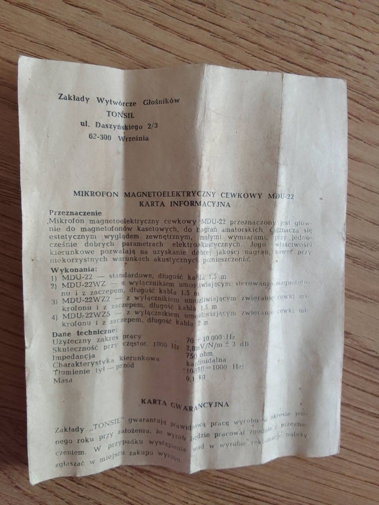 Mikrofon MDU 22 PRL UNITRA