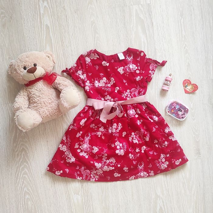 Сукня дитяча для дівчинки lindex 5-6 років (116) червона з принтом