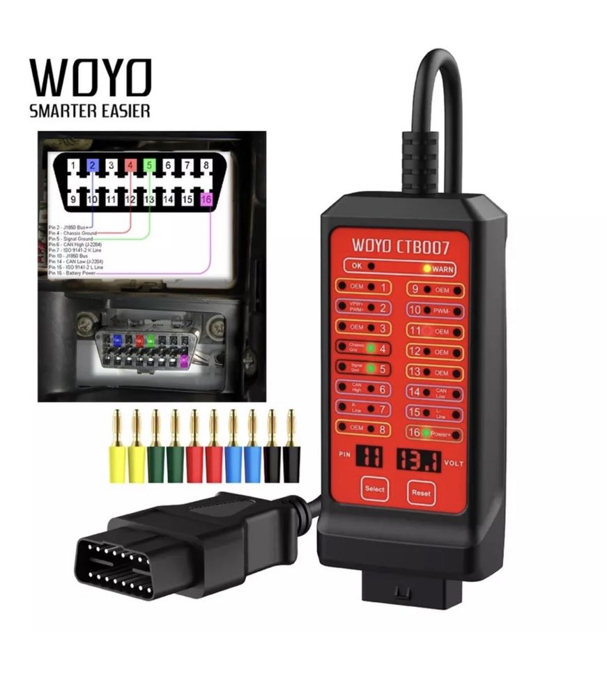 Тестер OBD2 розйома для діагностики автомобіля12 24V CAN