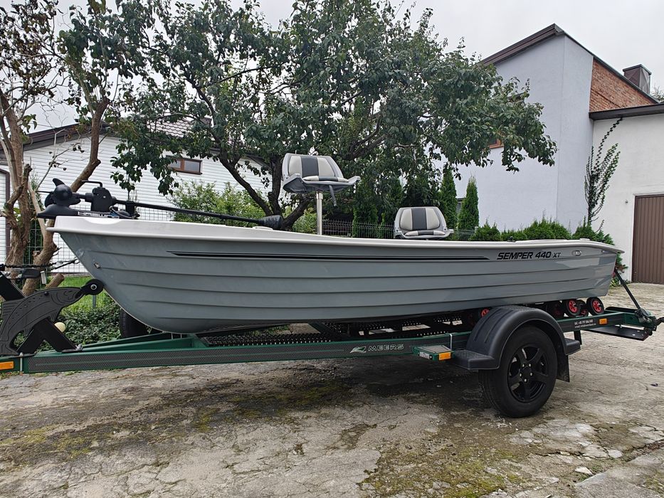 Łódka SEMPER 440XT + przyczepa Meers + silnik - Nowa