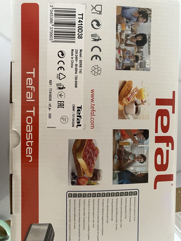 Nowy czarny stalowy toster Tefal opiekacz do grzanek tt410d38