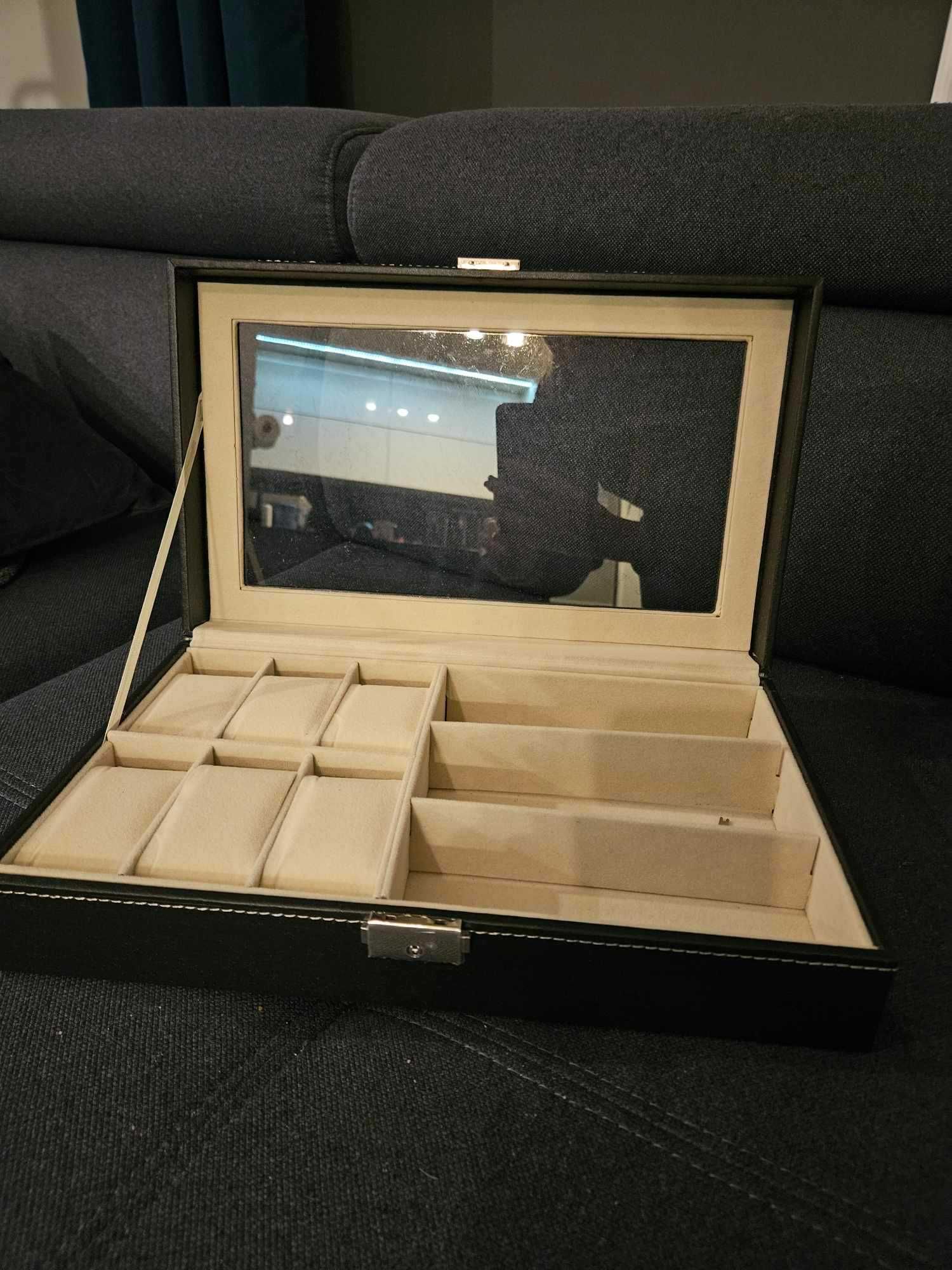 Kuferek szkatułka etui pudełko organizer na zegarki i okulary