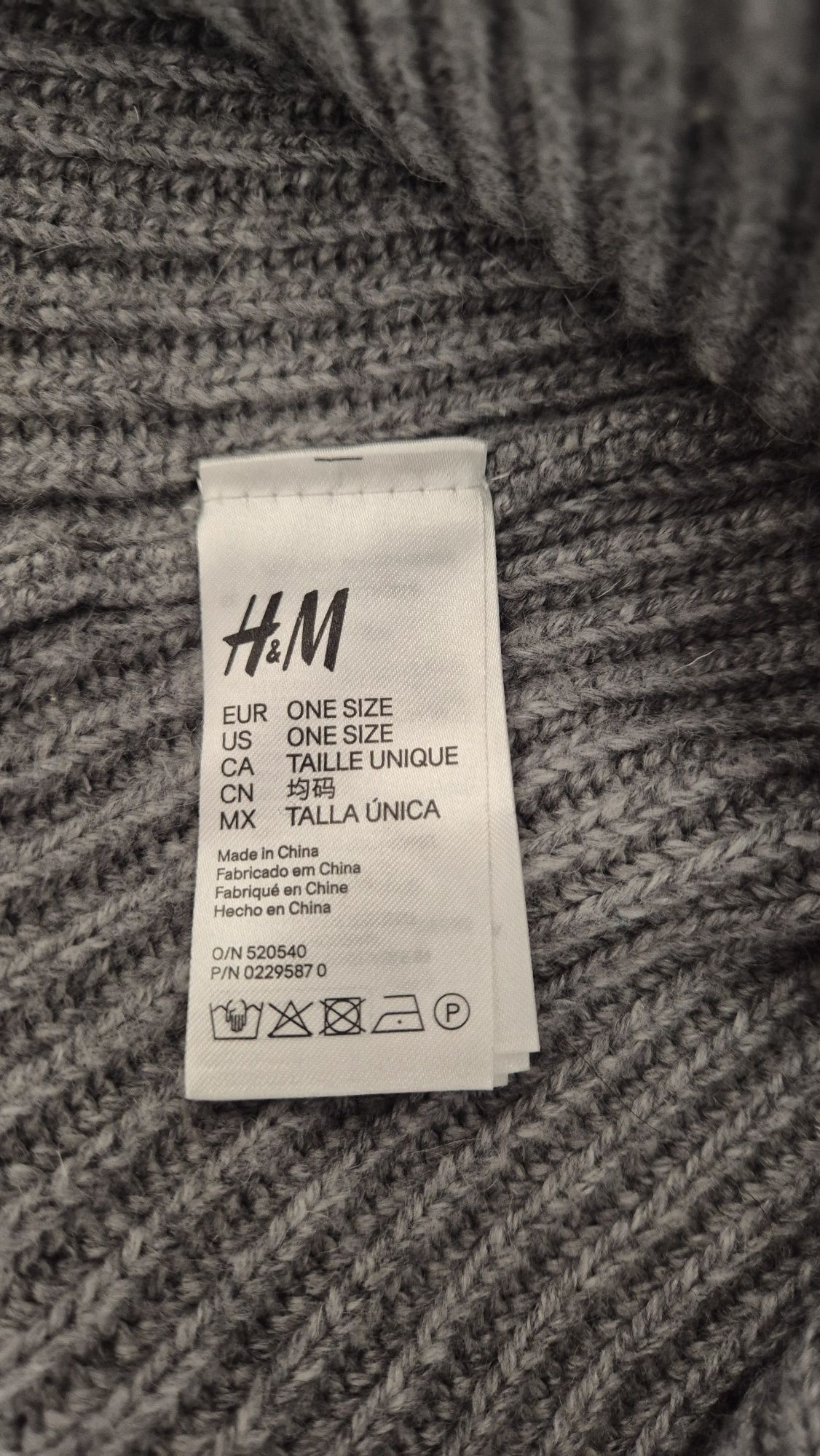 H&M wełniana czapka z wełną szara melanż w prążki